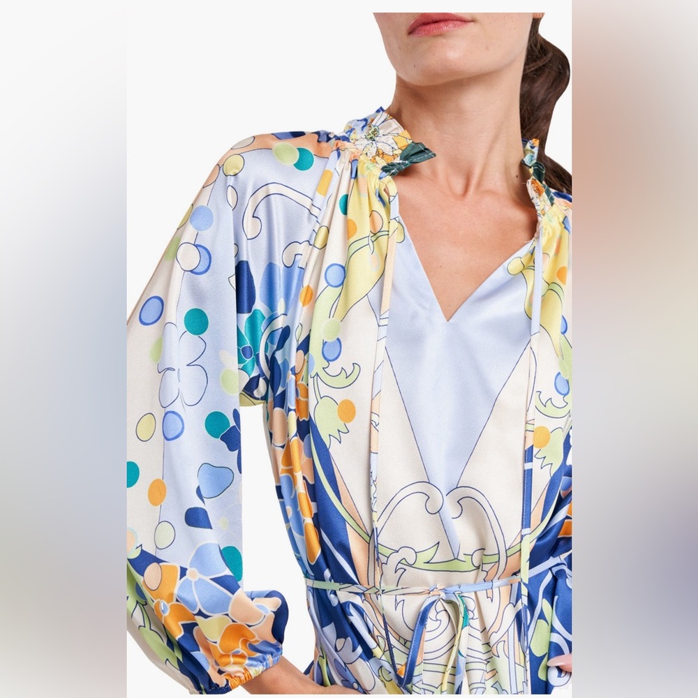 CIEBON Drea Floral Print Long Sleeve Minidress Medium - Picture 6 of 12